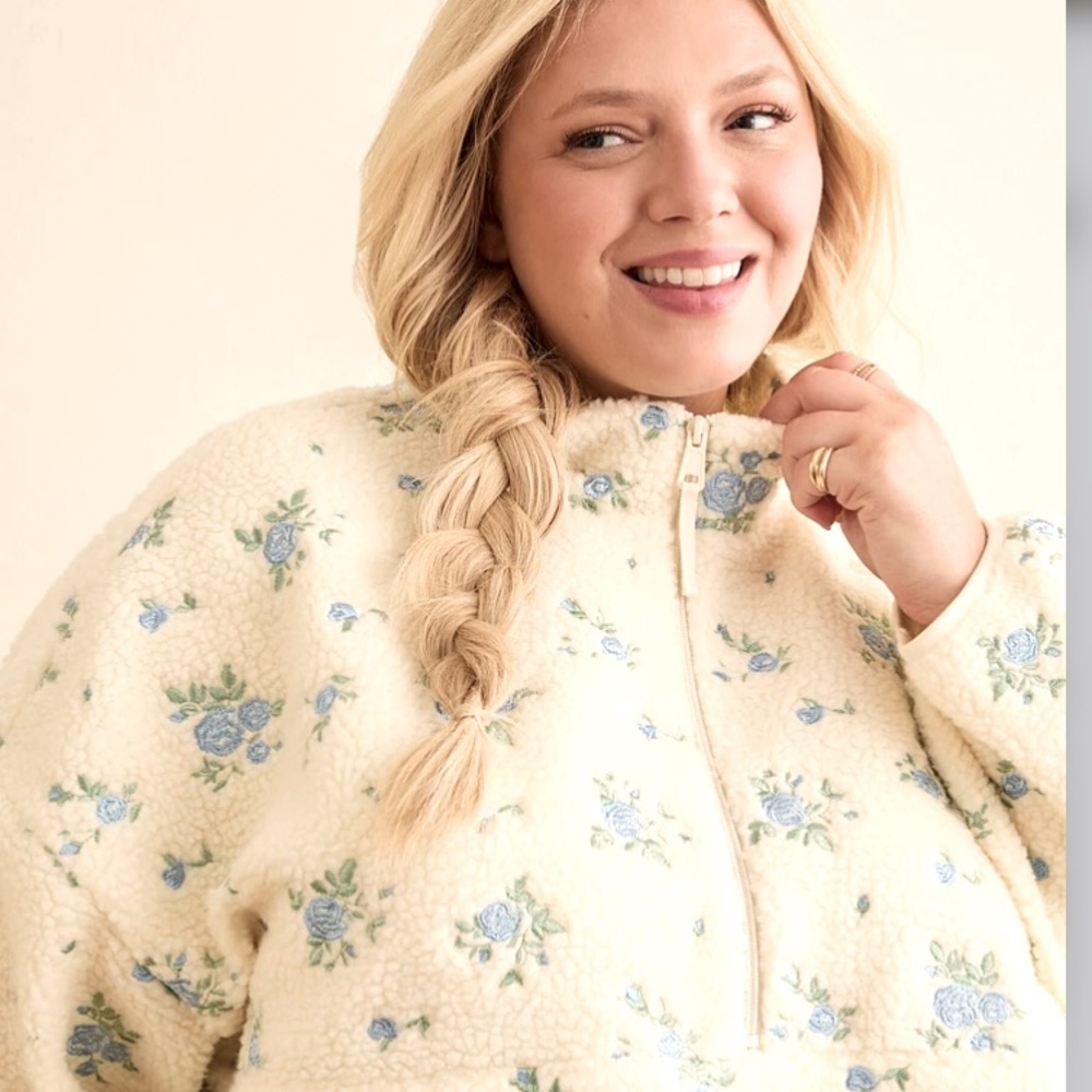 Arula Cele Floral Sherpa Pullover B 2X NWT
